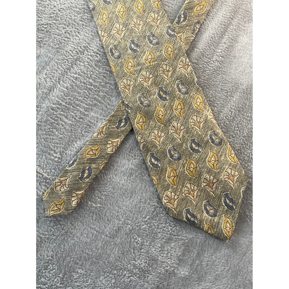 Joseph Abboud Men's Olive Green‎ Silk Necktie - Floral Paisley Design - Picture 6 of 7